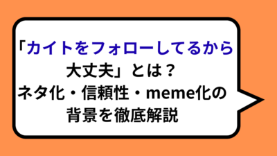 「カイトをフォローしてるから大丈夫」とは？ネタ化・信頼性・meme化の背景を徹底解説