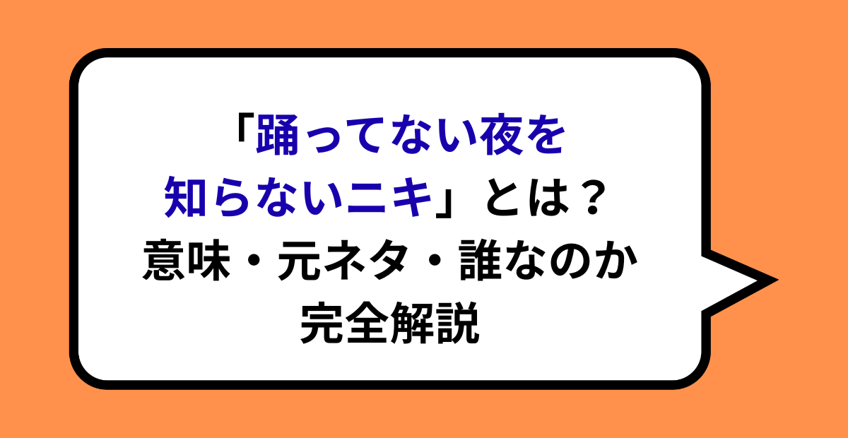 「踊ってない夜を知らないニキ」とは?意味・元ネタ・誰なのか完全解説