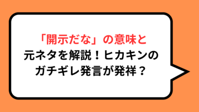 「開示だな」の意味と元ネタを解説！ヒカキンのガチギレ発言が発祥？